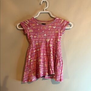 Pink and White Short Sleeve Tee with Floral Details